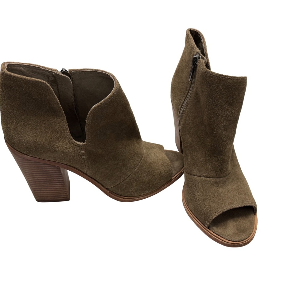 Vince Camuto Khaki Peep-Toe Heeled Boots